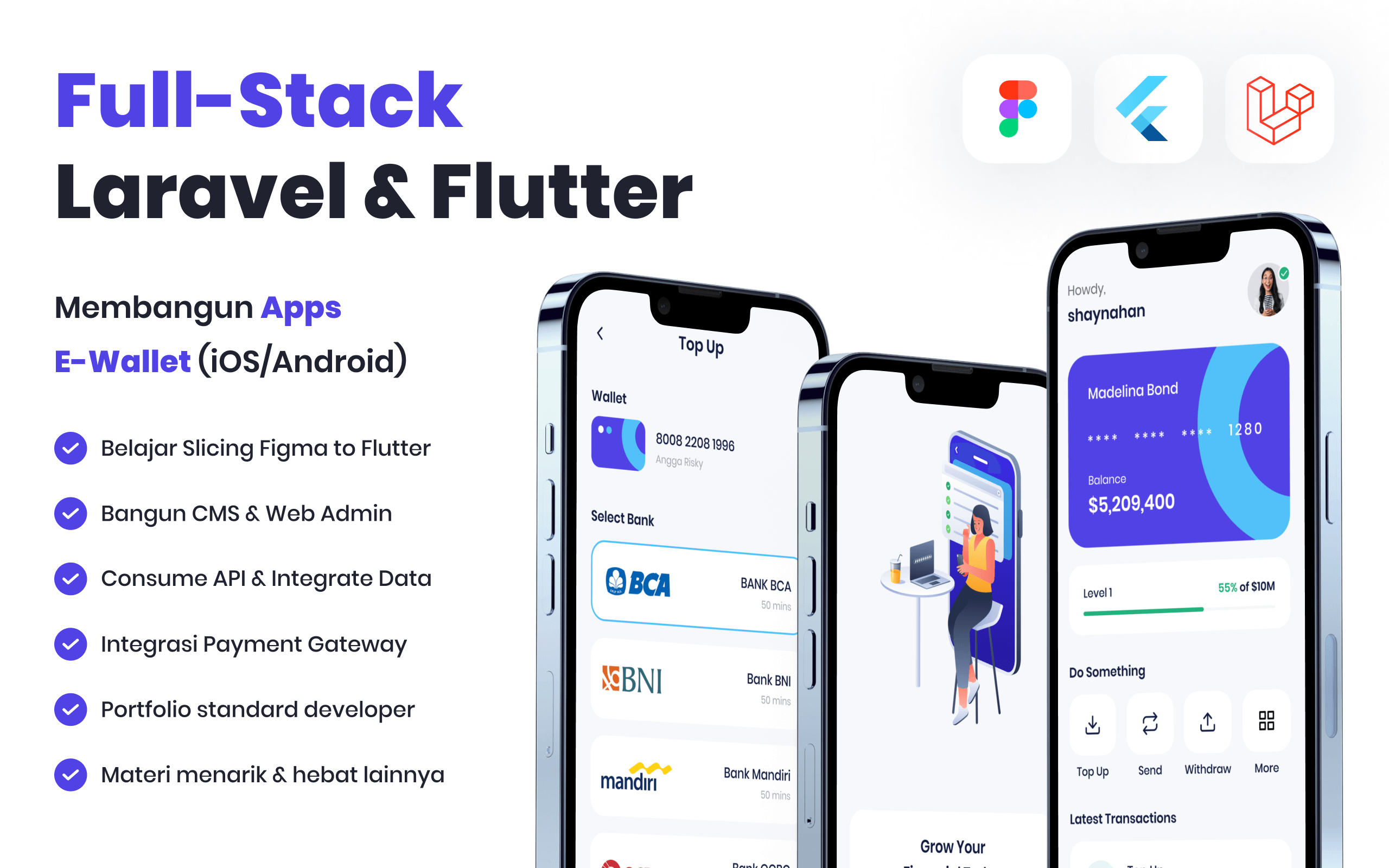 Kelas Full-Stack Laravel Flutter: Build e-Wallet Mobile Apps di BuildWith Angga